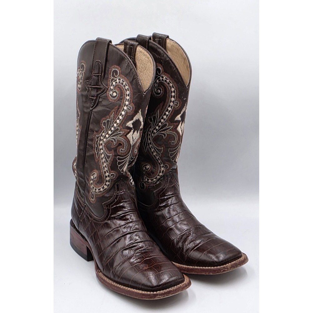 Ferrini Jesse Women's 7B Brown Alligator Print Leather Cowboy Boots